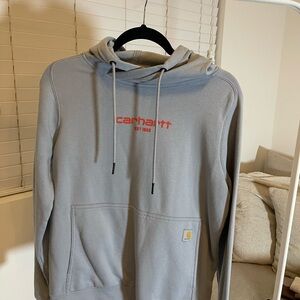 Carhartt Light Gray Hoodie with Red Logo